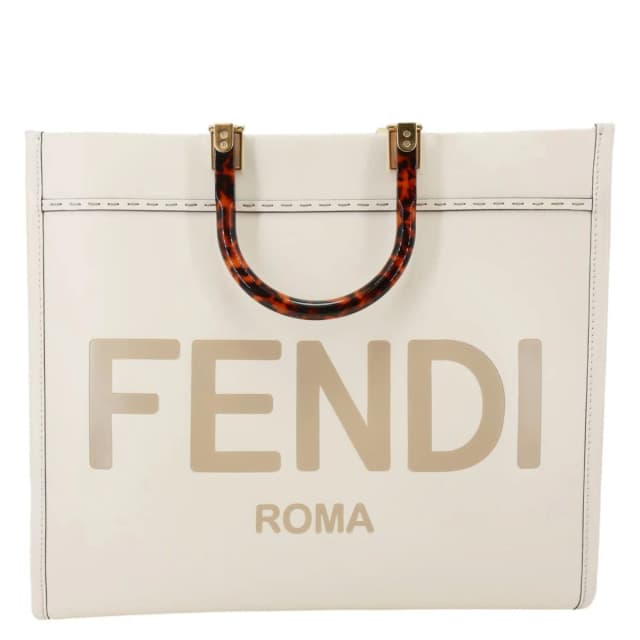 Fendi Sunshine Medium Leather Shopper Tote Bag Cream in White Leather from Dallas Designer Handbags, photo 1 of 1