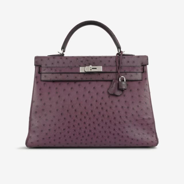 Hermès Kelly 35 - Violine Ostrich | Palladium Hardware in Purple Ostrich from Bagista, photo 1 of 1
