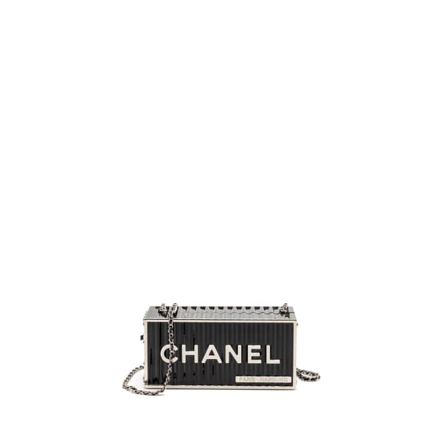 Chanel 18A Paris Hamburg Minaudiere shipping container evening clutch Plexiglass/Metal black SHW in Black Resin from EMIER, photo 1 of 1