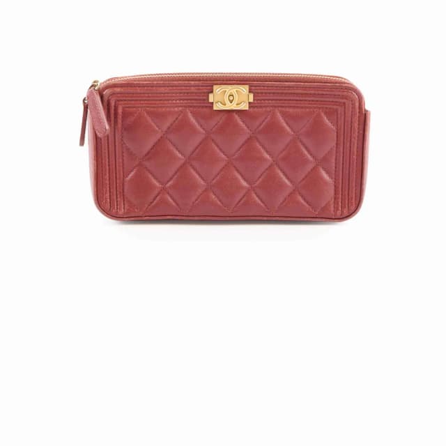 Chanel Boy Pouch Burgundy in Burgundy Lambskin from The Purse Affair, photo 1 of 1