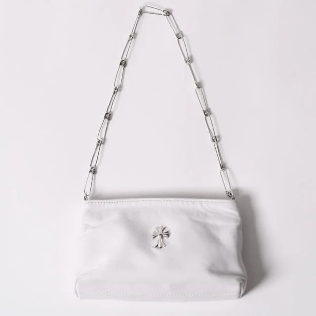 Chrome Hearts Safety Pin Pouch Shoulder Bag White Silver in White Leather from The Reluxe, photo 1 of 1