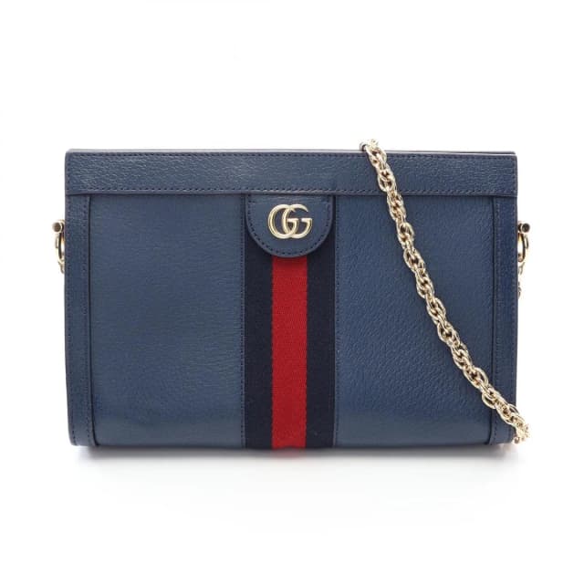Gucci Shoulder Bag Ophidia Small Sherry Line Navy Leather Chain in Navy Leather from The Reluxe, photo 1 of 1