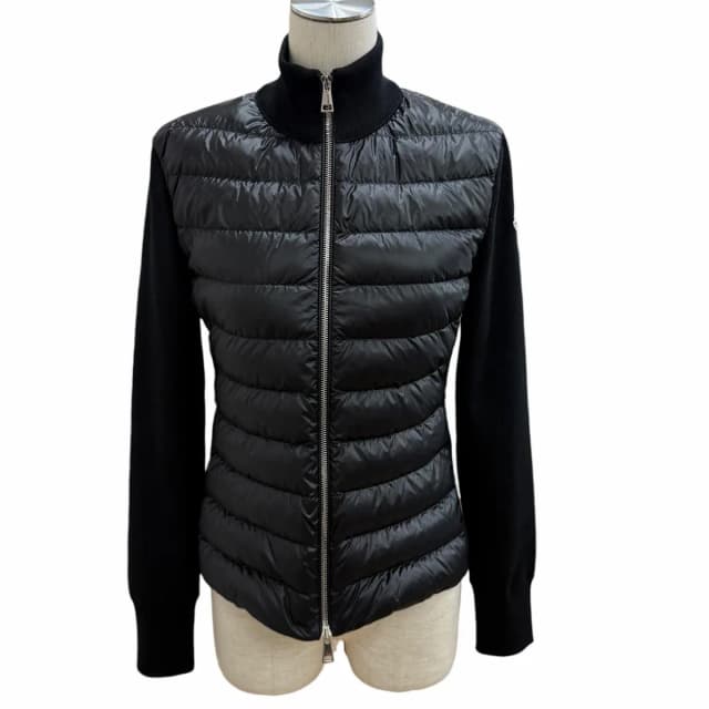 Moncler Cardigan Tricot Logo Patch Contrast Design Down Jacket Black XS in Black Nylon from The Reluxe, photo 1 of 1