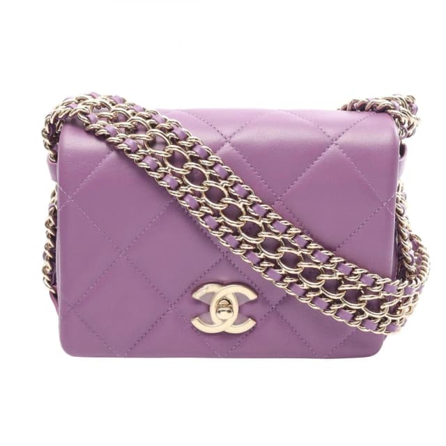 Chanel Shoulder Bag Quilted Small Flap Purple Lambskin Chain in Purple Lambskin from The Reluxe, photo 1 of 1
