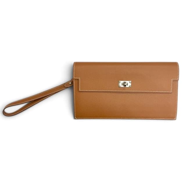 Hermès Kelly Pocket Long Veau Madame Gold Silver Wallet in Gold Calfskin from The Reluxe, photo 1 of 1