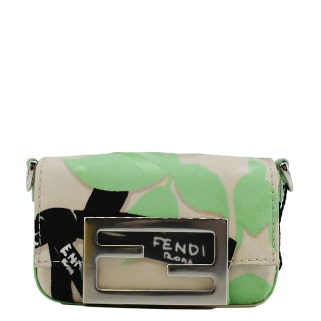 Fendi Nano Baguette Leather Handle Bag Green in Green Leather from Dallas Designer Handbags, photo 1 of 1
