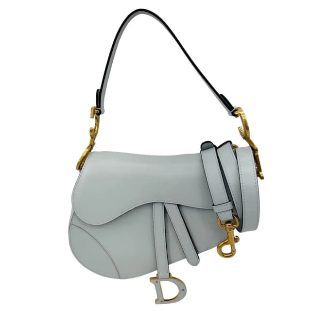 Dior Saddle Leather Satchel Shoulder Bag Light Blue in Blue Leather from Dallas Designer Handbags, photo 1 of 1
