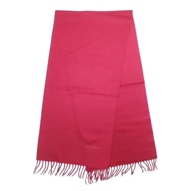 Chanel Cashmere Scarf Oval Shawl Logo Embroidery Bordeaux in Burgundy Cashmere from The Reluxe, photo 1 of 1