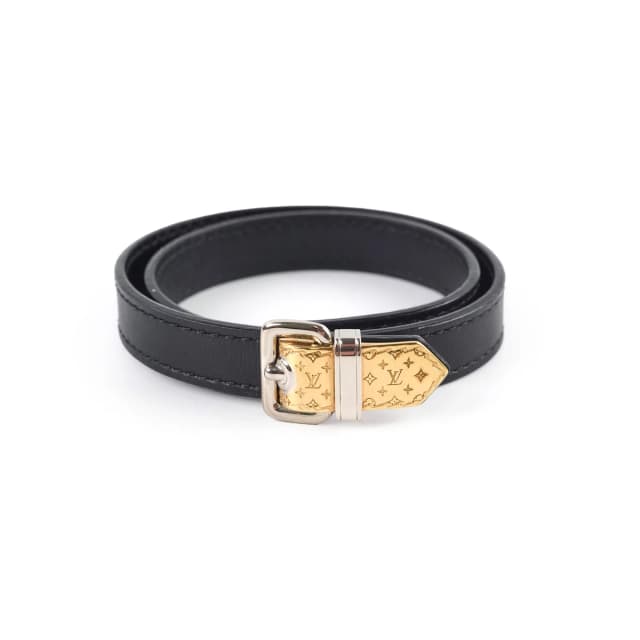 "Fasten Your LV" Bracelet size 17 in Black Leather from The Purse Affair, photo 1 of 1