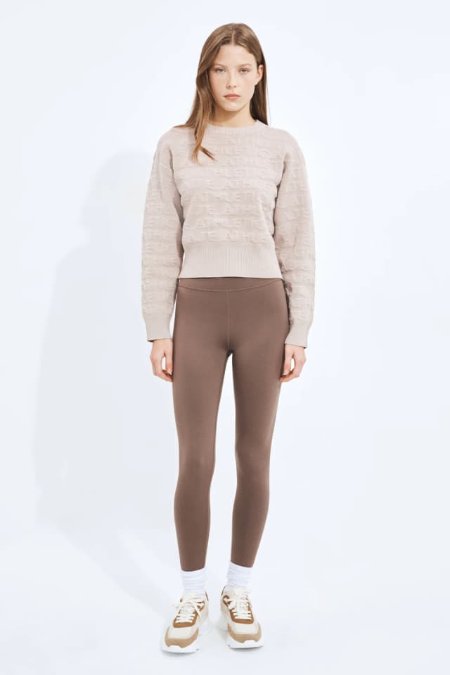 Athletica Logo Knit Jumper in NOUGAT, image 1 of 1 from Aje