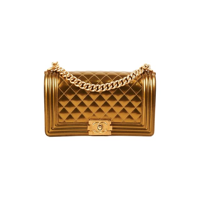 Chanel Medium Boy Patent Gold in Gold Patent leather from The Purse Affair, photo 1 of 1