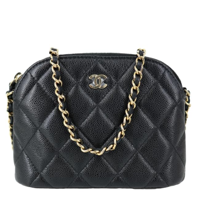 Chanel Dome Quilted Caviar Leather Zip Clutch With Chain Black in Black Caviar leather from Dallas Designer Handbags, photo 1 of 1