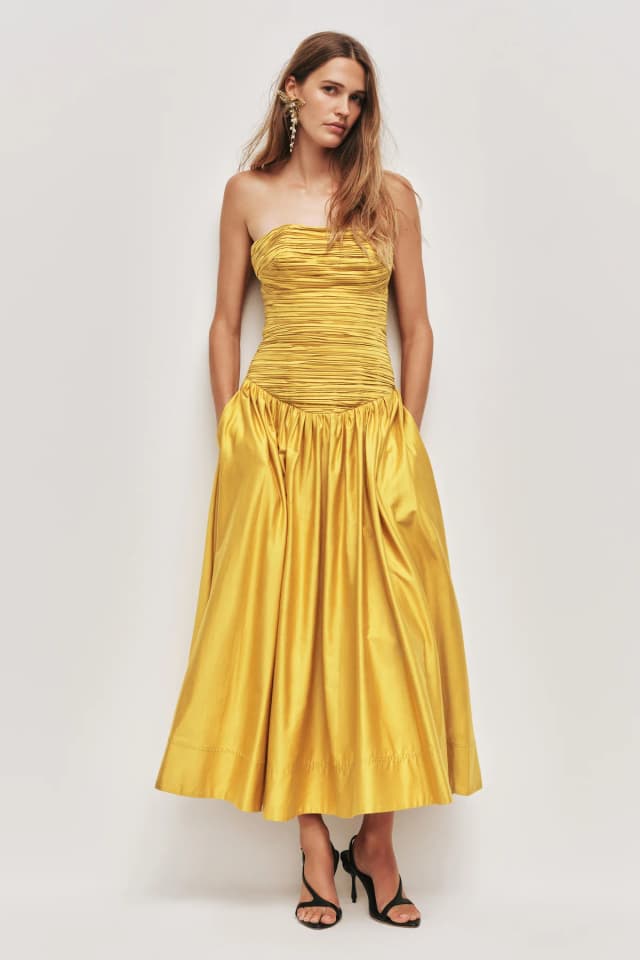 AJE Marigold Midi Dress in CHARTREUSE, image 1 of 1 from Aje