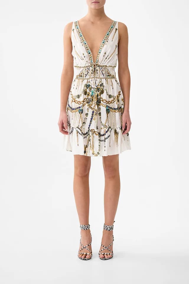 Camilla eBoutique SHIRRED WAIST DETAIL MINI DRESS CHAIN GANG, image 1 of 1 from CAMILLA