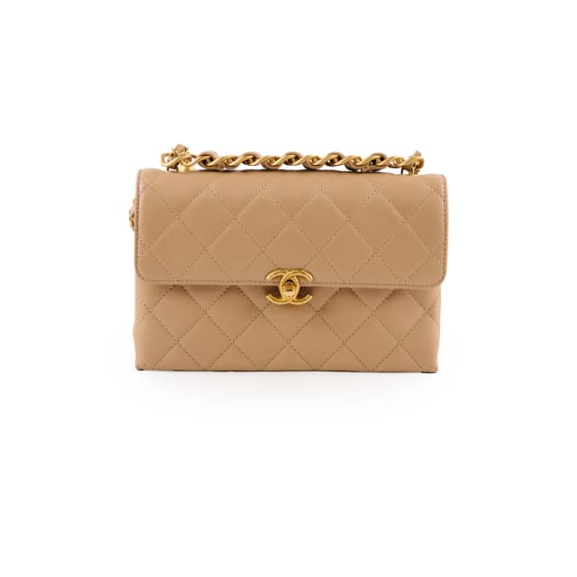Chanel Seasonal Flap Lambskin Beige (Microchip) in Beige Lambskin from The Purse Affair, photo 1 of 1