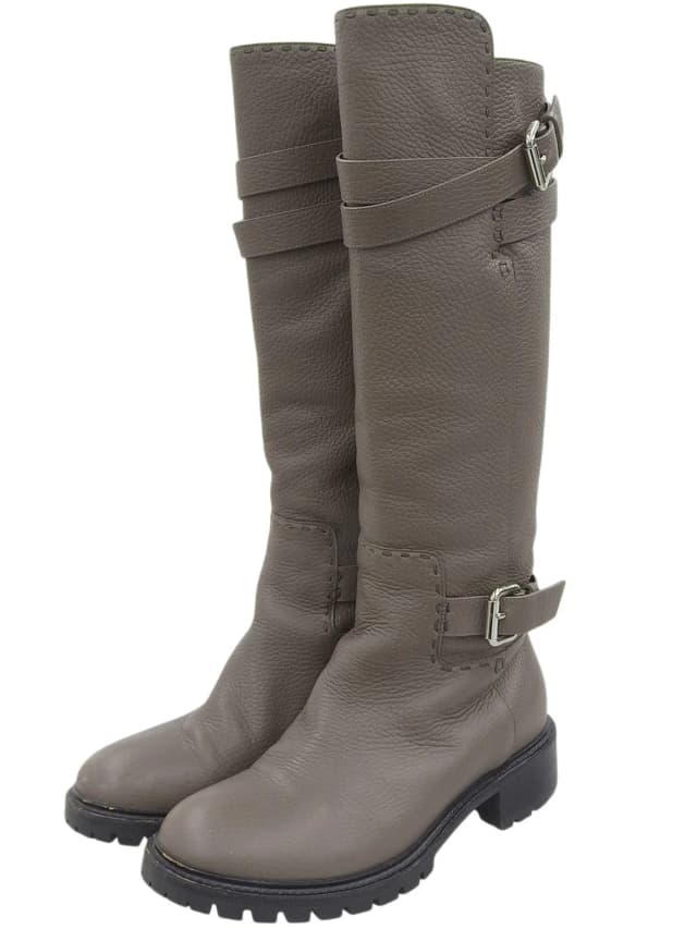 Fendi Leather long boots #36.5 greige from VINTAGE QOO TOKYO, photo 1 of 1