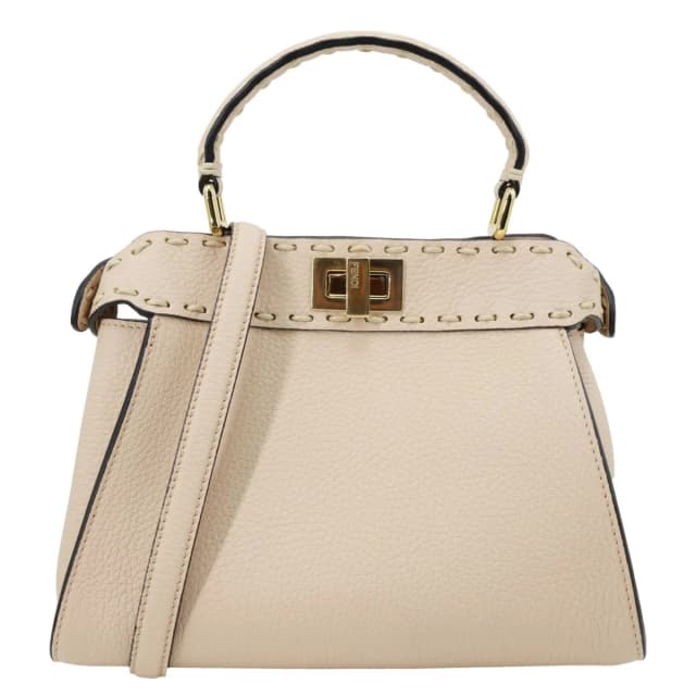 Fendi Peekaboo Selleria Mini Cuoio Romano Leather Satchel Bag Beige in Beige Leather from Dallas Designer Handbags, photo 1 of 1