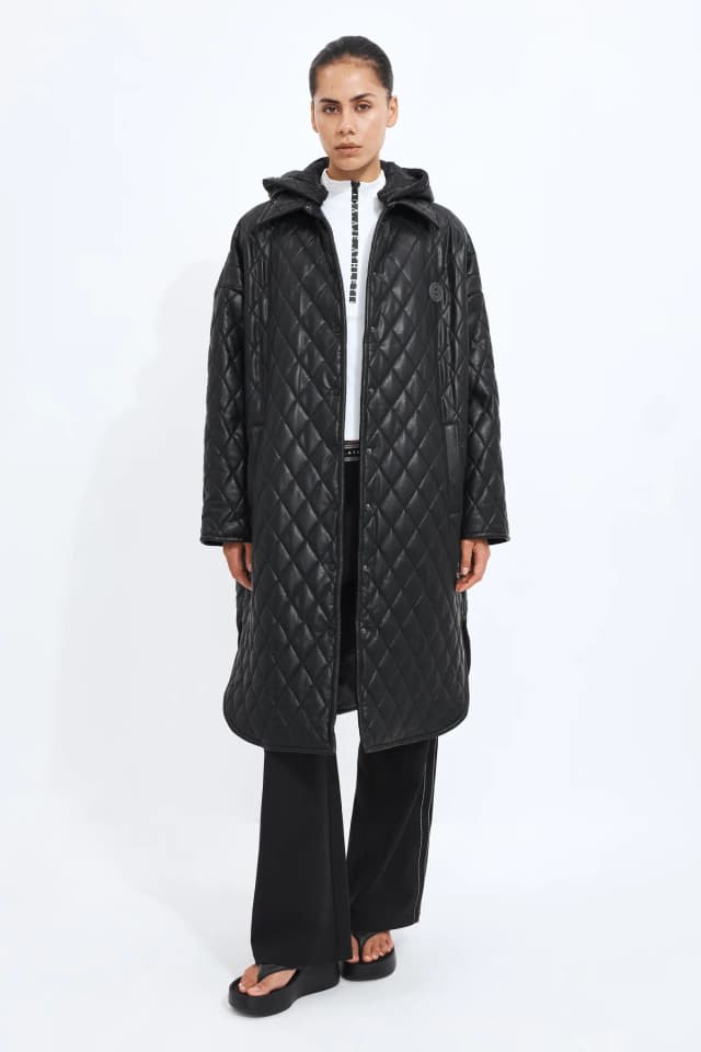 Athletica Longline Quilted Jacket in BLACK, image 1 of 1 from Aje