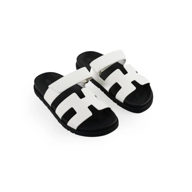 Hermès Chypre Sandals Size 37.5 White in White Leather from The Purse Affair, photo 1 of 1