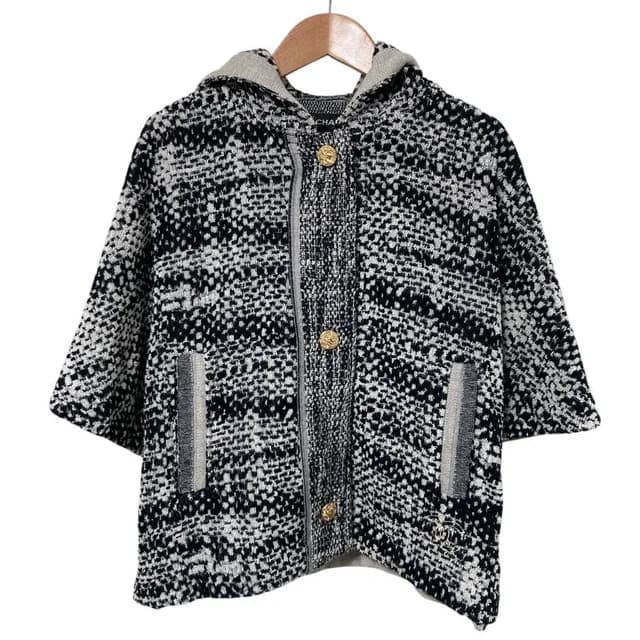 Chanel Pile CC Logo Poncho Coat 34 36 Black Gray in Black from The Reluxe, photo 1 of 1