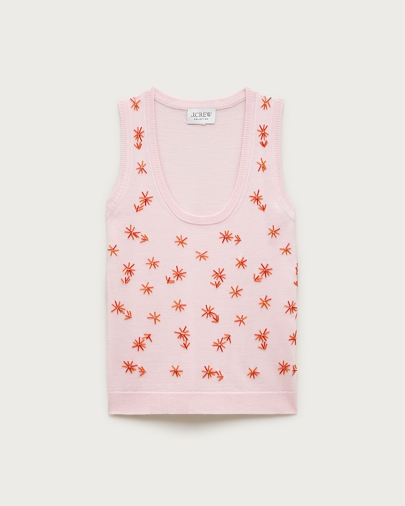 J.Crew Scoopneck shell in merino wool with embellishments in DARK WHITE ROSE, image 1 of 1 from J.Crew (US)