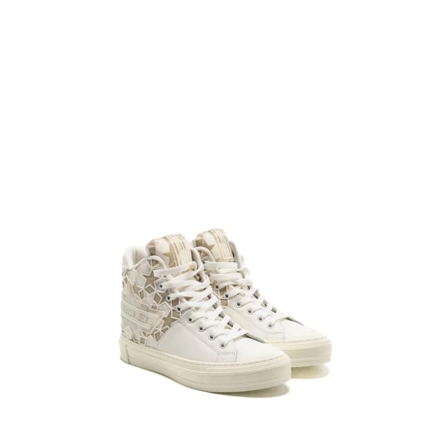 Size 37 Walk’N’Dior Hightop Star Sneaker Leather Gold/White in White Leather from EMIER, photo 1 of 1