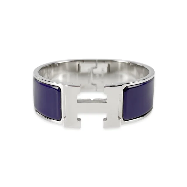 Hermès Clic Clac H Purple Enamel PHW Bracelet in Purple Enamel & Palladium from Designer Archives, photo 1 of 1
