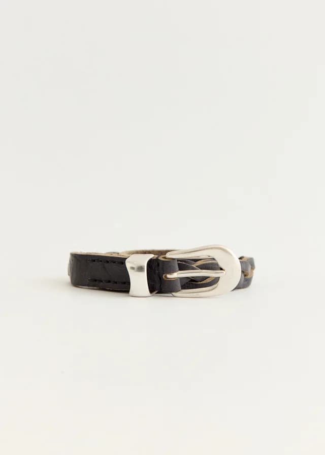 Our Legacy 2cm Braided Belt in Soft Coal Tom Bovine, image 1 of 1 from Incu