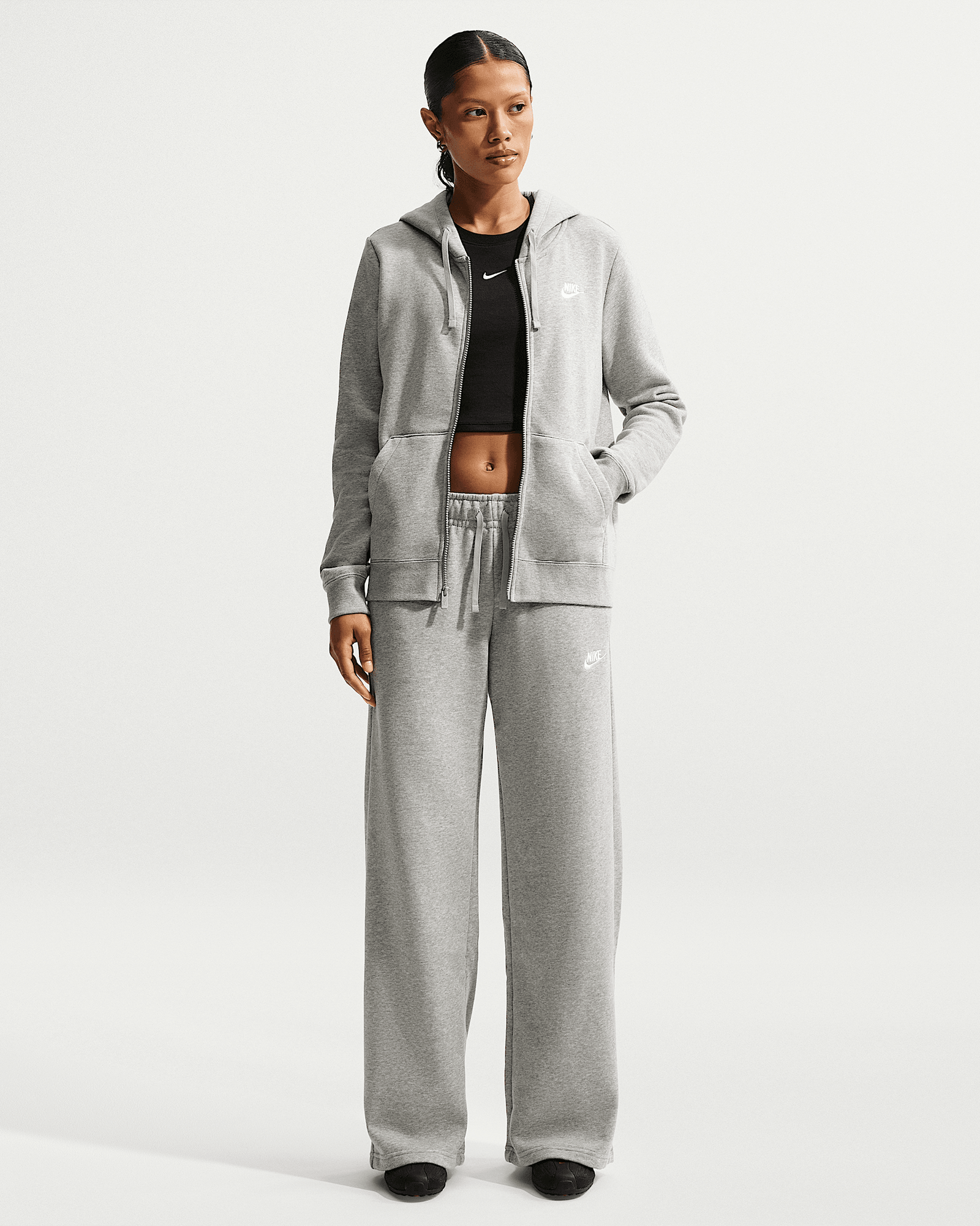 Nike Sportswear Club Fleece in Dark Grey Heather/White, image 1 of 1 from Nike
