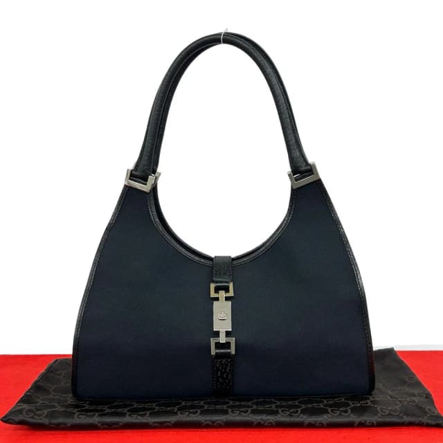Gucci Jackie Canvas Leather Tote Shoulder Bag Handbag Black in Black Canvas from The Reluxe, photo 1 of 1