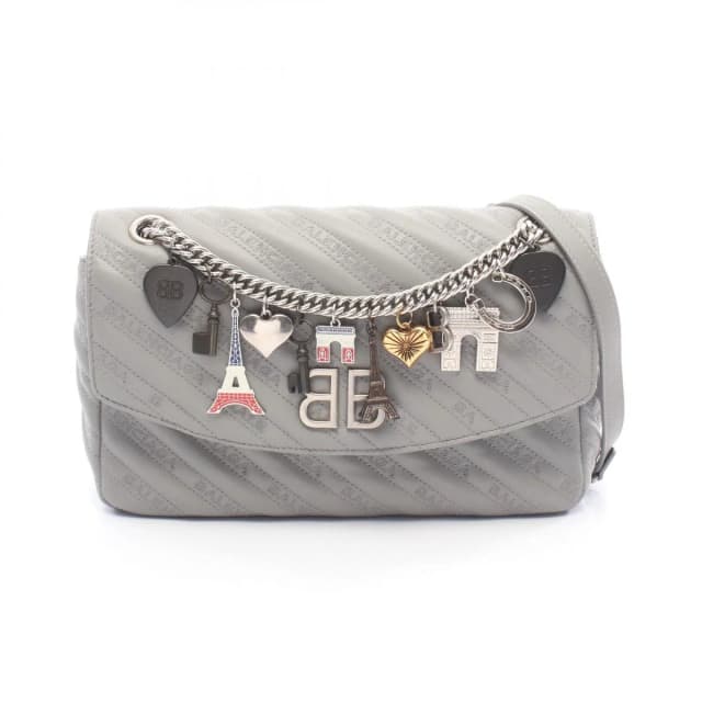 Balenciaga Shoulder Bag BB Round Gray Leather Chain in Grey Leather from The Reluxe, photo 1 of 1