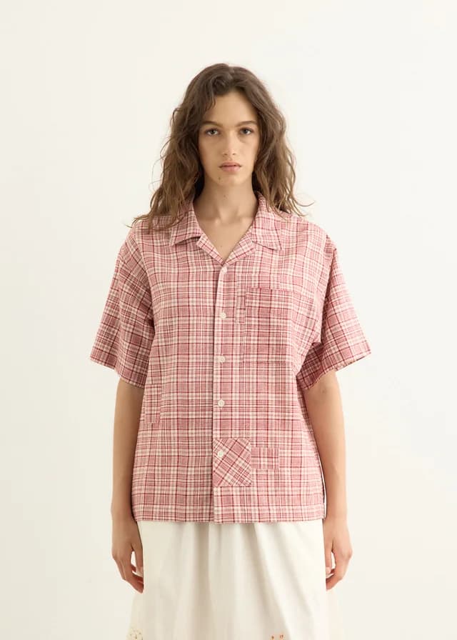 Story MFG Greetings Shirt in RED CHECK PICNIC, image 1 of 1 from Incu