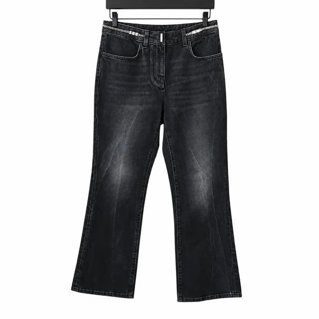Givenchy Black Denim Logo-Plaque Chain-Link Jeans in Black Denim from Clotheshorse Anonymous, photo 1 of 1