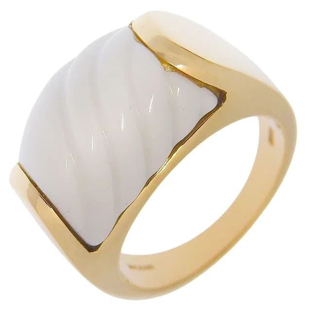 Bvlgari Tronchetto Gold White Ceramic Ring in White Ceramic from The Reluxe, photo 1 of 1