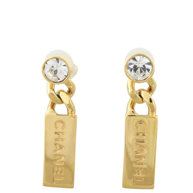 Chanel Crystal Logo Tag Drop Earrings from Luxe.It.Fwd, photo 1 of 1