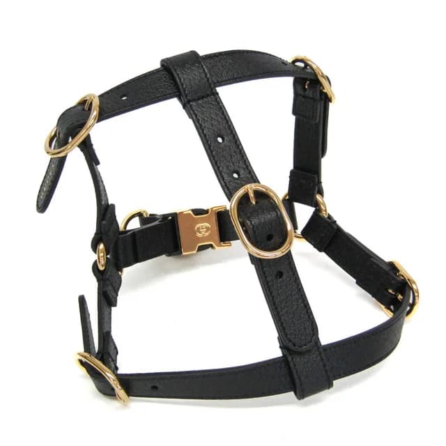 Gucci Interlocking G Pet Harness Size S 692963 Dog Harness Leather Black in Black Leather from Elady, photo 1 of 1