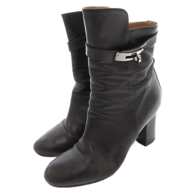 Hermès Saint Germain Kelly Short Boots Leather Side Zip Black YJ 38.5 in Black Leather from The Reluxe, photo 1 of 1