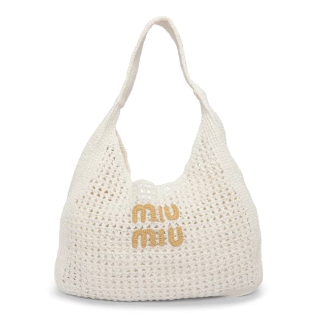 Miu Miu Woven Hobo Tote Bag in White Woven leather from Blue Spinach, photo 1 of 1