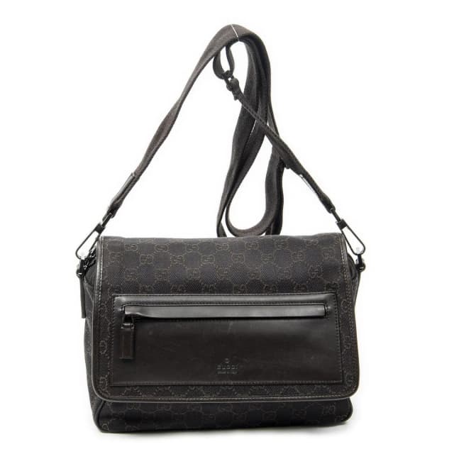 Gucci Front Pocket Flap Bag Crossbody Dark Brown GG Denim Canvas in Brown Canvas from The Reluxe, photo 1 of 1