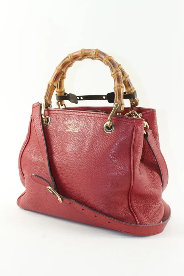 Gucci Dark Red Bambooo Shooper Tote Leather Medium 2way in Red Leather from Bagriculture, photo 1 of 1