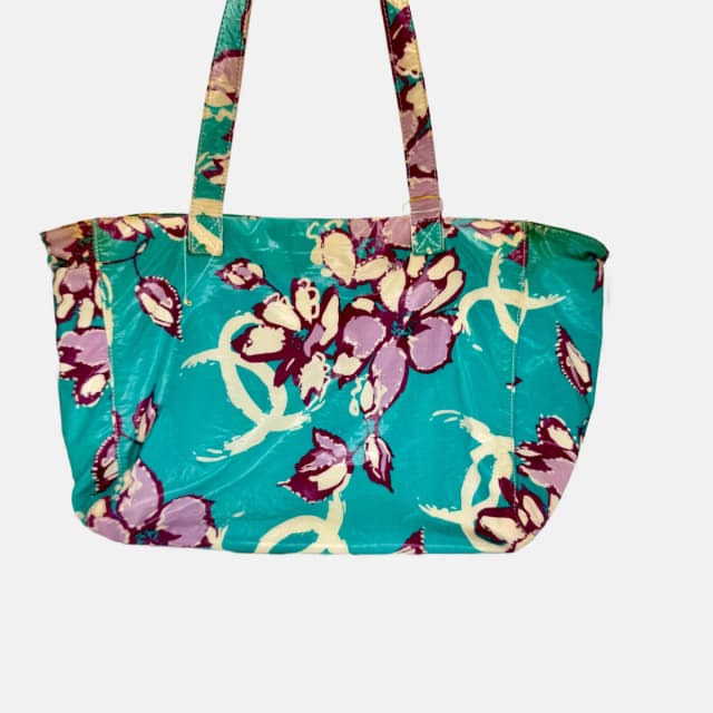 Chanel Green Floral CC Logo Tote in Green from SparklesnDreams, photo 1 of 1
