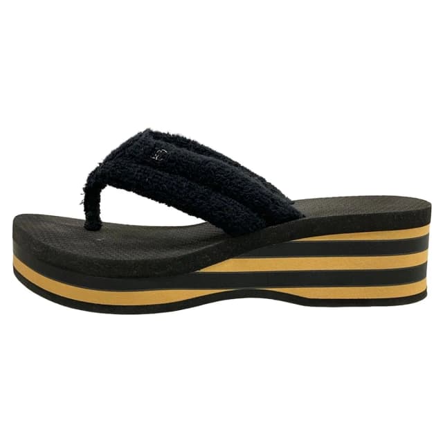 Chanel Beach Sandals Black Light Brown CC Logo Border Wedge Cotton in Black from The Reluxe, photo 1 of 1