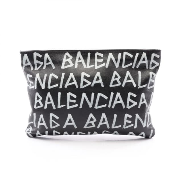 Balenciaga Clutch Graffiti Black White Leather in Black Leather from The Reluxe, photo 1 of 1