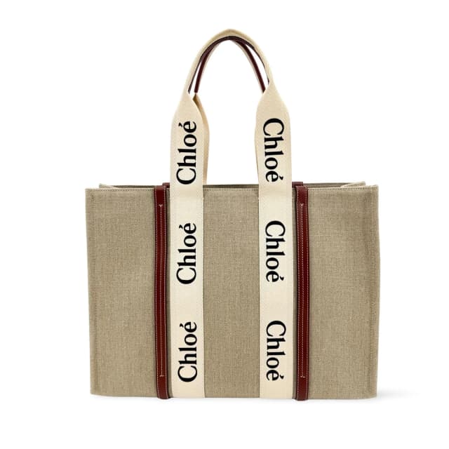 Chloé with Leather Medium Woody Tote in Brown Canvas from Blue Spinach, photo 1 of 1