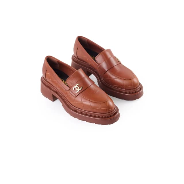 Chanel Light Brown Calfskin Loafers Womens 38.5 in Brown Calfskin from The Purse Affair, photo 1 of 1