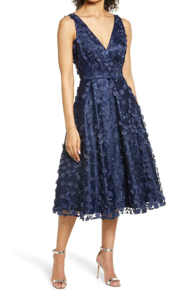 Eliza J 3D Appliqué Fit & Flare Cocktail Dress, image 1 of 1 from Nordstrom Rack