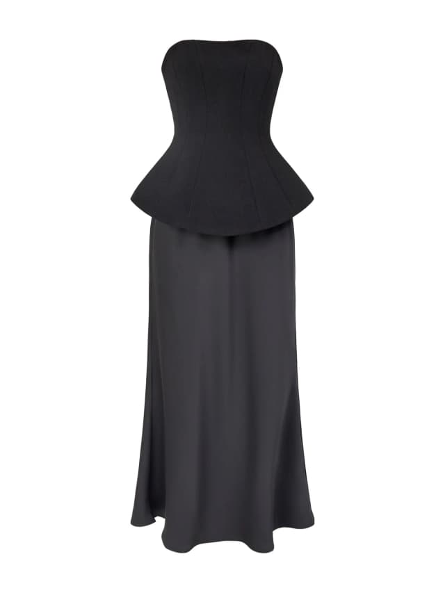 Club L London Ohio Maxi Strapless Dress Black in Black, image 1 of 1 from Fenwick