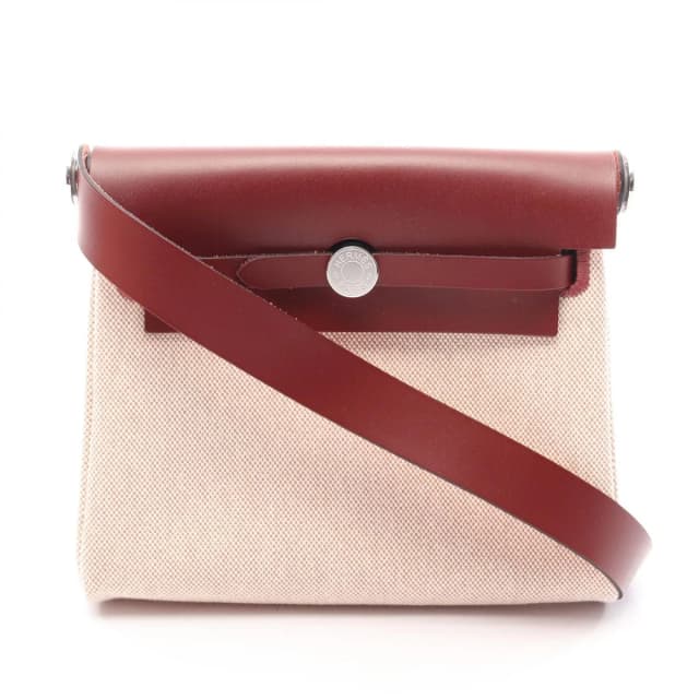 Hermès Shoulder Bag Herbag Zip Mini Ecru Rouge Ache Canvas Leather in Red Canvas from The Reluxe, photo 1 of 1