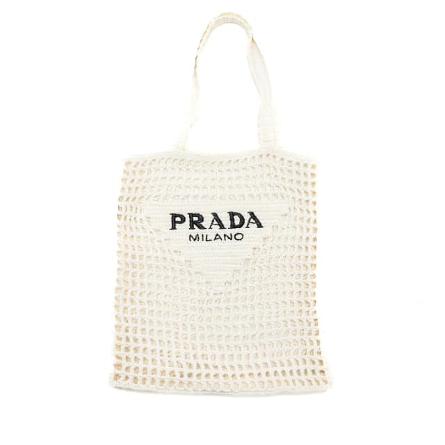 Prada crochet tote bag raffia white in White Raffia from EMIER, photo 1 of 1