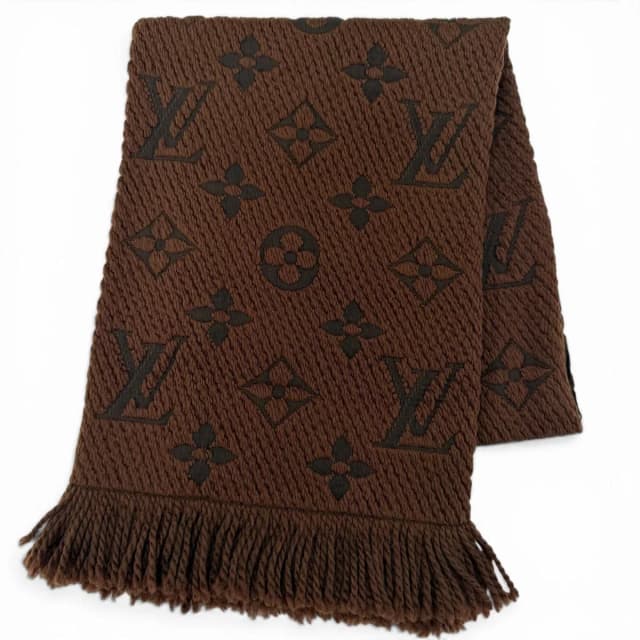 Louis Vuitton Scarf Logomania Wool Silk Blend Brown in Brown Silk from The Reluxe, photo 1 of 1